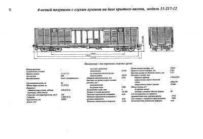 4-осный полувагон с глухим кузовом на базе крытого вагона, модель 11-217-12